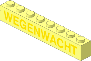 Brick  1 x  8 with Yellow "WEGENWACHT" Sticker