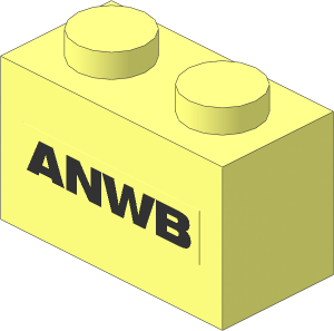 Brick  1 x  2 with "ANWB" Sticker on Both Sides