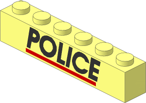 Brick  1 x  6 with Black "POLICE" and Red Line Pattern
