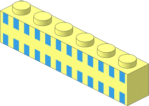 Brick  1 x  6 with 24 Light Blue Squares Pattern
