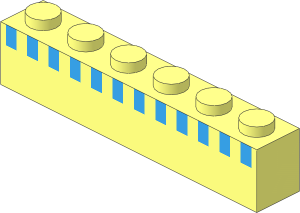 Brick  1 x  6 with Upper 12 Light Blue Squares Pattern