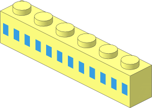Brick  1 x  6 with Centered 12 Light Blue Squares Pattern