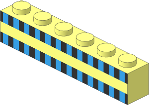 Brick  1 x  6 with Light Blue and Black Squares Pattern