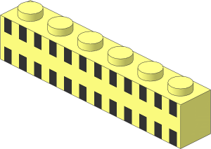 Brick  1 x  6 with 24 Black Squares Pattern
