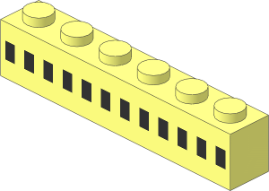 Brick  1 x  6 with 12 Black Squares Pattern