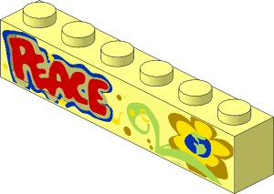 Brick  1 x  6 with "PEACE" and Flower Pattern