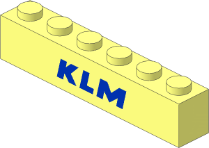 Brick  1 x  6 with Blue "KLM" Pattern