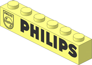 Brick  1 x  6 with Black Philips Pattern