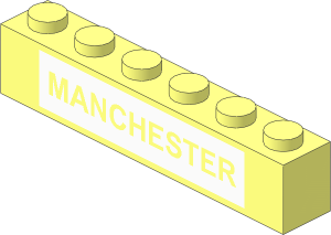 Brick  1 x  6 with "MANCHESTER" on White Background Pattern