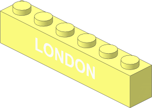 Brick  1 x  6 with "LONDON" White Pattern