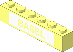 Brick  1 x  6 with "BASEL" on White Background Pattern