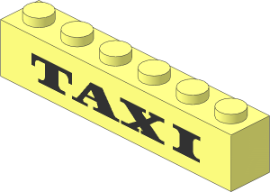 Brick  1 x  6 with Black Thick "TAXI" Pattern