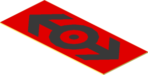 Sticker 0.6 x 1.5 with Black Train Logo on Red Background