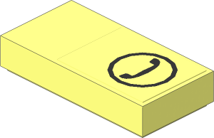 Tile  1 x  2 with Black Telephone Receiver in Circle Sticker