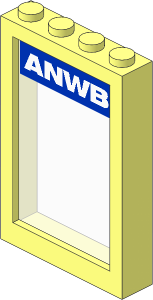 Window  1 x  4 x  5 with Fixed Glass with White "ANWB" Sticker (Complete)