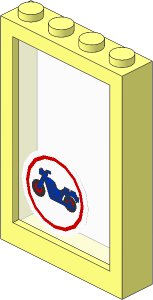 Window  1 x  4 x  5 with Fixed Glass with Blue Motorcycle and Red Circle Sticker (Complete)