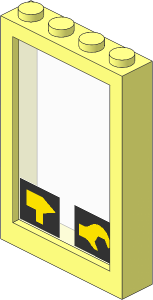 Window  1 x  4 x  5 with Fixed Glass with Hammer and Wrench Sticker (Complete)