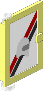 Door  1 x  4 x  5 Left with Trans Clear Glass with Red and Black Diagonal Stripe and White Helmet Sticker