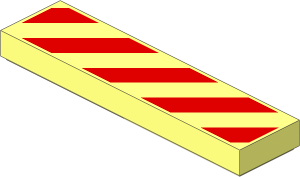 Tile  1 x  4 with Red Danger Stripes Type 2 Pattern