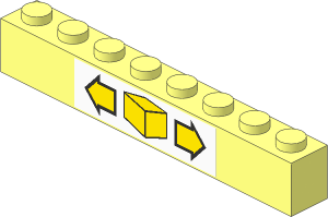 Brick  1 x  8 with Small Box and Arrows Sticker on Both Sides