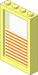 Window  1 x  4 x  5 with Fixed Glass with Nine White Stripes Sticker (Complete)