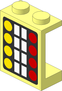 Panel  1 x  2 x  2 with Four Red Circles, Eight White Rectangles and Four Yellow Circles Sticker
