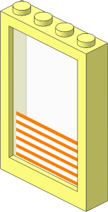 Window  1 x  4 x  5 with Fixed Glass with Five White Stripes Sticker (Complete)