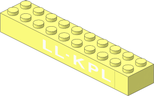 Brick  2 x 10 with White "LL-KPL" Sticker on Both Sides