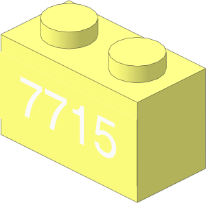 Brick  1 x  2 with White "7715" Sticker