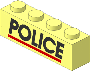 Brick  1 x  4 with Black "POLICE" and Red Line Sticker