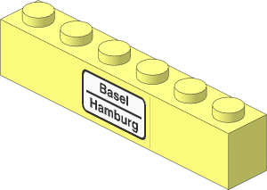 Brick  1 x  6 with "Basel - Hamburg" Centre Sticker