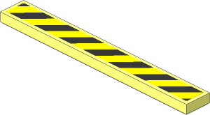 Tile  1 x  8 with Black and Yellow Danger Stripes Leaning Right Sticker