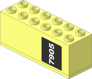 Brick  2 x  6 x  2 Weight with Plate Bottom with White "7905" on Black Background Sticker