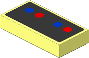 Tile  1 x  2 with Silver Controls and Blue and Red Dots Sticker