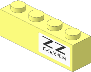 Brick  1 x  4 with Black "ZZ" and Aurebesh Characters Sticker