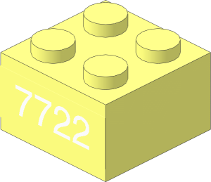 Brick  2 x  2 with White "7722" Sticker