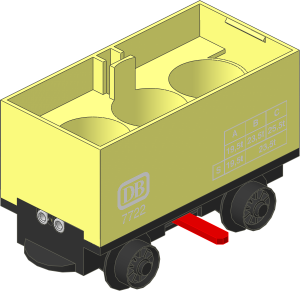 Train Battery Box Car with Three Contact Holes, Red Switch Lever and Black Wheels with "DB 7722" Sticker(Complete)