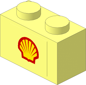 Brick  1 x  2 with Shell Logo 1971 on Transparent Background Sticker