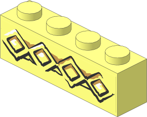 Brick  1 x  4 with Diamond Bricks and Cracks Type 2 Sticker