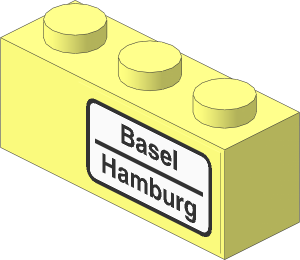 Brick  1 x  3 with "Basel - Hamburg" Right Sticker