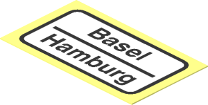 =Sticker  1.1 x  1.9 with "Basel / Hamburg"