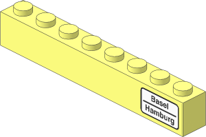Brick  1 x  8 with "Basel - Hamburg" Right Sticker