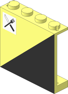 Panel  1 x  4 x  3 with Lower-Right Black Triangle Pattern with Crossed Knife and Fork Sticker