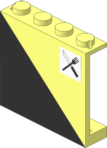 Panel  1 x  4 x  3 with Lower-Left Black Triangle Pattern with Crossed Knife and Fork Sticker