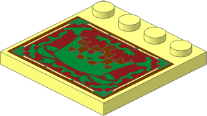 Plate  4 x  4 with 4 Studs on One Edge with Gold Crown Sticker