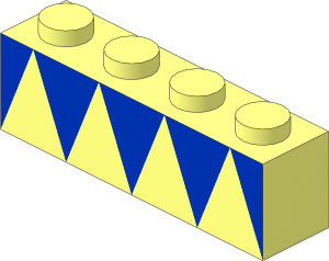 Brick  1 x  4 with Blue Triangles Pattern