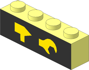 Brick  1 x  4 with Garage Tools Pattern