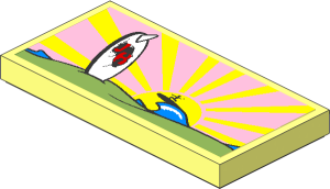 Tile  2 x  4 with Beach, Surfboard and Sunset Sticker