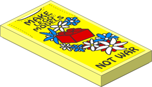 Tile  2 x  4 with Flowers, Red LEGO Brick and "Make LEGO Models Not War" Sticker
