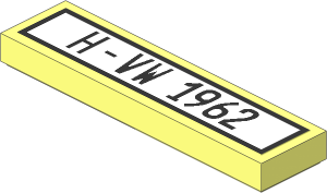 Tile  1 x  4 with Black "H-VW 1962" Sticker